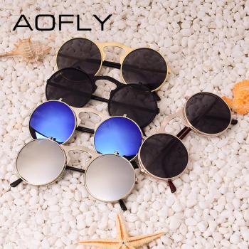 Gambar produk AOFLY Kacamata Hitam Round Vintage Steampunk Sunglasses
