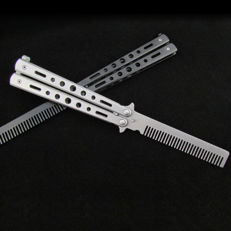 Gambar produk KNIFEZER Pisau Sisir Besi Butterfly Balisong Training Knife CS GO - LF-9898 - Kemasan