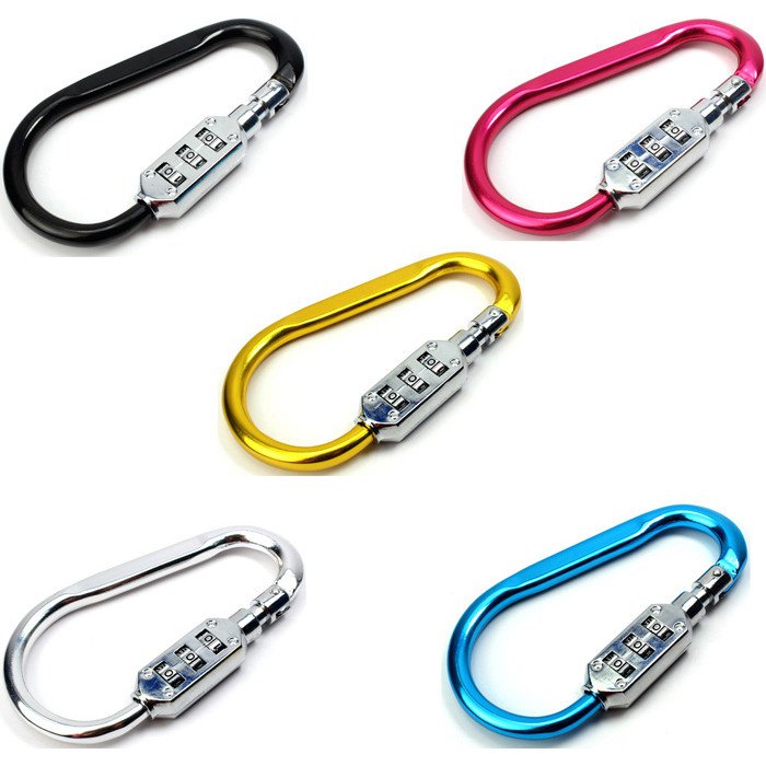Gambar produk CJSJ Karabiner Kunci D-Type Aluminium Alloy 3 Dial Password Lock - CH206
