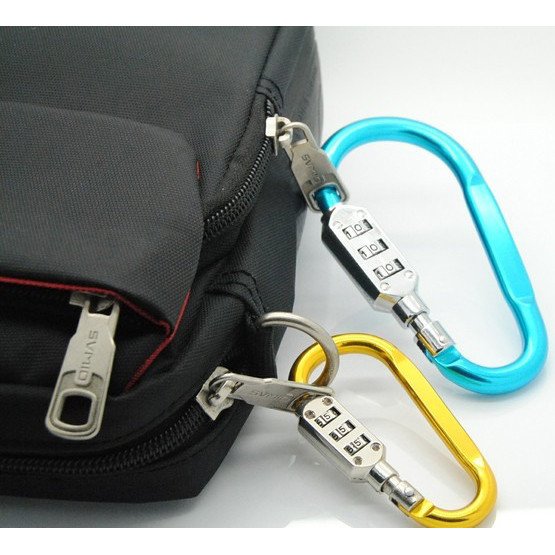 Gambar produk CJSJ Karabiner Kunci D-Type Aluminium Alloy 3 Dial Password Lock - CH206